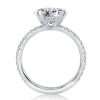 Sterling Silver Created White Sapphire Engagement Ring Double Prong Split Shank Design