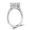 Emerald & White Sapphire Three Stone Engagement Ring - Sterling Silver