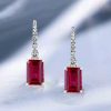 Emerald Cut Ruby Drop Earrings for Women - 925 Sterling Silver Leverback
