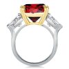 Garnet Asscher Cut Engagement Ring - 925 Sterling Silver, Gold Accents