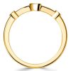 Vintage Style Engagement Ring with Golden Bezel Setting, 18K Gold Plated Sterling Silver