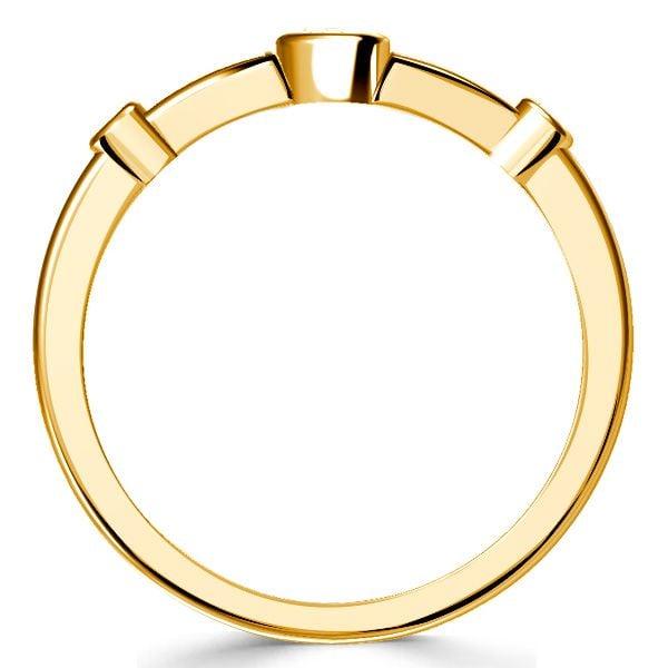 Vintage Style Engagement Ring with Golden Bezel Setting, 18K Gold Plated Sterling Silver