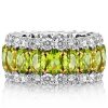 Peridot Wedding Band Ring - Oval Cut Sterling Silver - Anniversary Ring