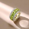 Peridot Wedding Band Ring - Oval Cut Sterling Silver - Anniversary Ring