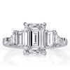 Five Stone Emerald Ring - Sterling Silver Engagement Ring