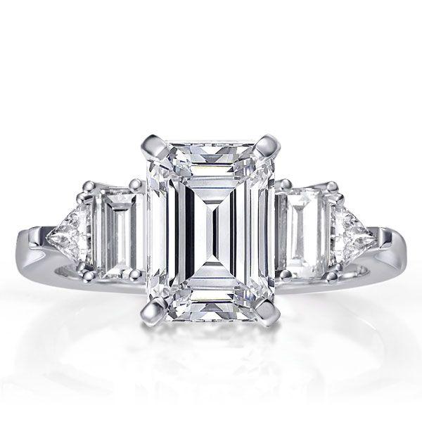 Five Stone Emerald Ring - Sterling Silver Engagement Ring