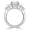 Five Stone Emerald Ring - Sterling Silver Engagement Ring