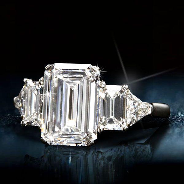 Five Stone Emerald Ring - Sterling Silver Engagement Ring