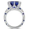 Oval Blue Simulated Sapphire Cocktail Ring, Sterling Silver Engagement Ring