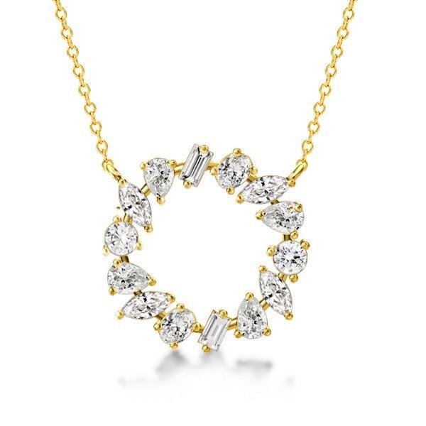 18K Gold Plated Sterling Silver Circle Pendant Necklace for Women