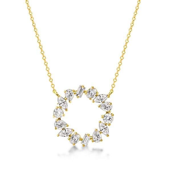 18K Gold Plated Sterling Silver Circle Pendant Necklace for Women