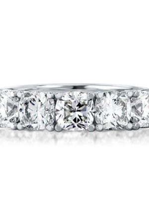 Cushion Cut Half Eternity Sterling Silver Wedding Band - 3.75 CTW