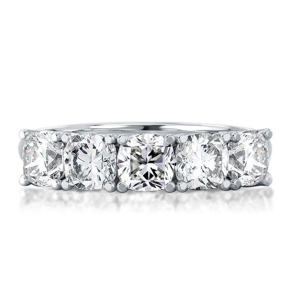 Cushion Cut Half Eternity Sterling Silver Wedding Band - 3.75 CTW