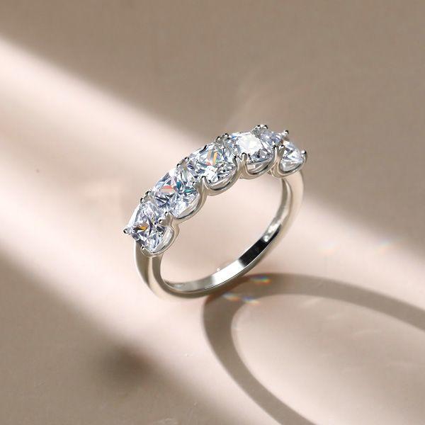 Cushion Cut Half Eternity Sterling Silver Wedding Band - 3.75 CTW