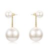 18K Gold Plated Sterling Silver Drop Earrings with Pearl Accent