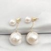 18K Gold Plated Sterling Silver Drop Earrings with Pearl Accent