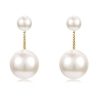 18K Gold Plated Sterling Silver Drop Earrings with Pearl Accent