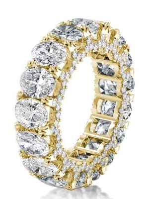 Golden Eternity Oval White Sapphire Wedding Band - 18K Gold Plated Sterling Silver
