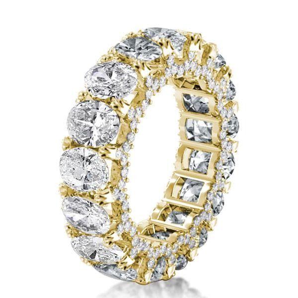 Golden Eternity Oval White Sapphire Wedding Band - 18K Gold Plated Sterling Silver