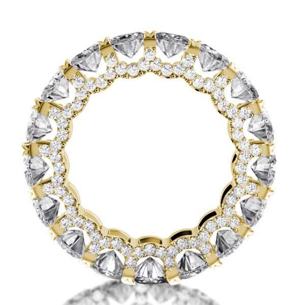 Golden Eternity Oval White Sapphire Wedding Band - 18K Gold Plated Sterling Silver