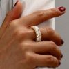 Golden Eternity Oval White Sapphire Wedding Band - 18K Gold Plated Sterling Silver