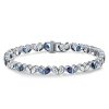 Sterling Silver Pear Cut Blue Sapphire Tennis Bracelet for Weddings and Formal Wear