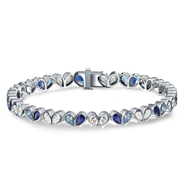 Sterling Silver Pear Cut Blue Sapphire Tennis Bracelet for Weddings and Formal Wear