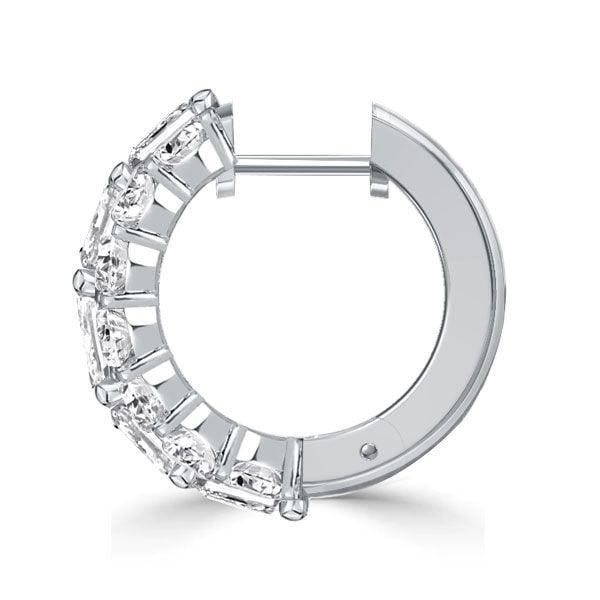 Cushion Cut Triple Row Hoop Earrings in Rhodium Plated Sterling Silver