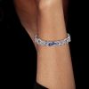 Blue Art Deco Bracelet - 925 Sterling Silver Vintage Style Pave Setting