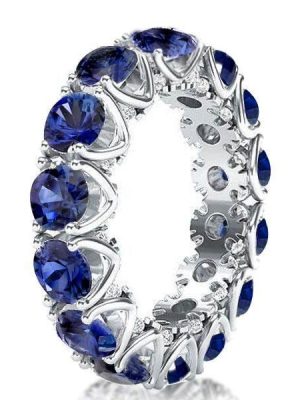 Eternity Sterling Silver Created Sapphire Wedding Band (6.55 CTW)