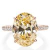 Rose Gold Oval Champagne Sapphire Engagement Ring - 5.00 CT Created Gemstone