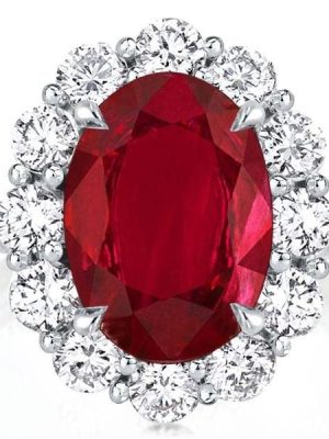 Oval Cut Garnet Halo Engagement Ring in Sterling Silver with Rhodium Finish