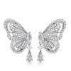 Dancing Butterfly White Sapphire Sterling Silver Drop Earrings for Women