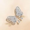 Dancing Butterfly White Sapphire Sterling Silver Drop Earrings for Women