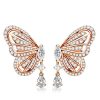 Dancing Butterfly White Sapphire Sterling Silver Drop Earrings for Women