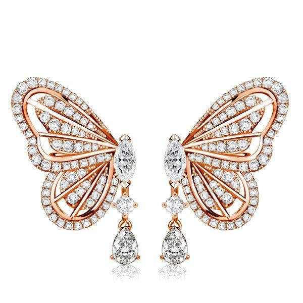 Dancing Butterfly White Sapphire Sterling Silver Drop Earrings for Women