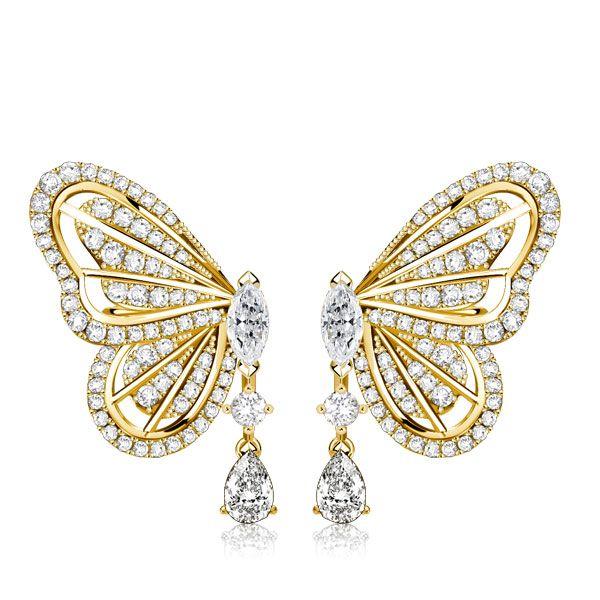 Dancing Butterfly White Sapphire Sterling Silver Drop Earrings for Women