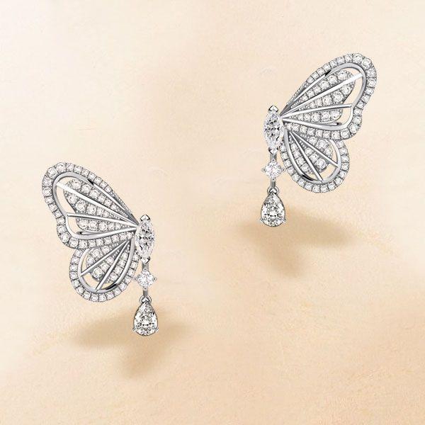 Dancing Butterfly White Sapphire Sterling Silver Drop Earrings for Women