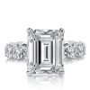Emerald & Created White Sapphire Eternity Engagement Ring - Sterling Silver