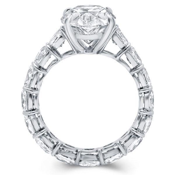 Emerald & Created White Sapphire Eternity Engagement Ring - Sterling Silver