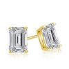 Emerald & White Sapphire Stud Earrings - 18K Gold Plated Sterling Silver