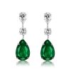 Emerald Green Pear Cut Drop Earrings for Women, 925 Sterling Silver Rhodium Plated