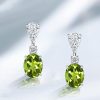 Peridot Drop Earrings for Women - Oval Cut Sterling Silver Dangle Earrings