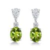 Peridot Drop Earrings for Women - Oval Cut Sterling Silver Dangle Earrings
