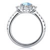 Snowflake Aquamarine Engagement Ring - Sterling Silver