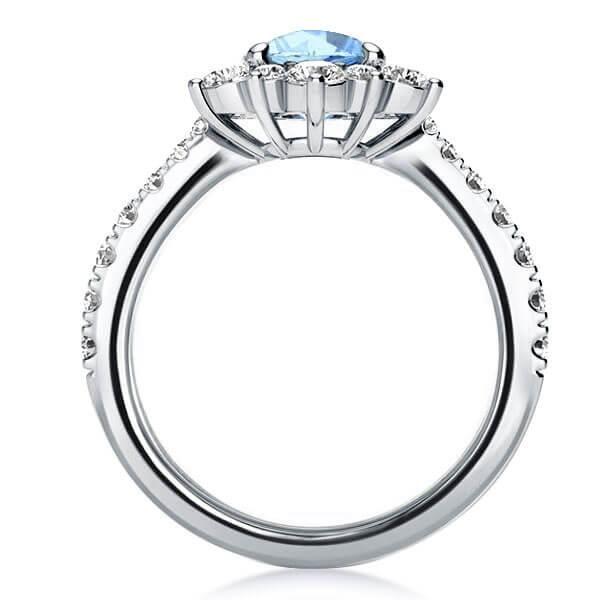 Snowflake Aquamarine Engagement Ring - Sterling Silver