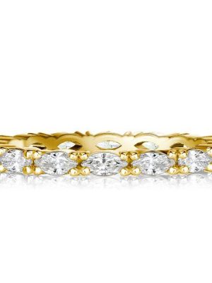 Marquise Cut CZ Wedding Band for Women - 18K Gold Plated Sterling Silver