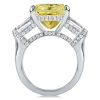 Emerald Cut Yellow Sapphire Three Stone Engagement Ring - Sterling Silver