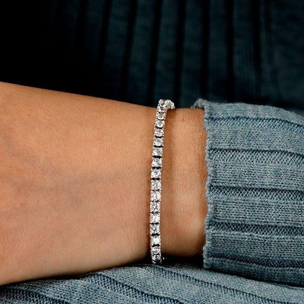Created White Sapphire Tennis Bracelet - Sterling Silver (6-9.5 inch)