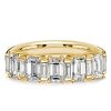 1.99 CT TW Baguette Cut Half Eternity Anniversary Ring - 18K Gold Plated Sterling Silver